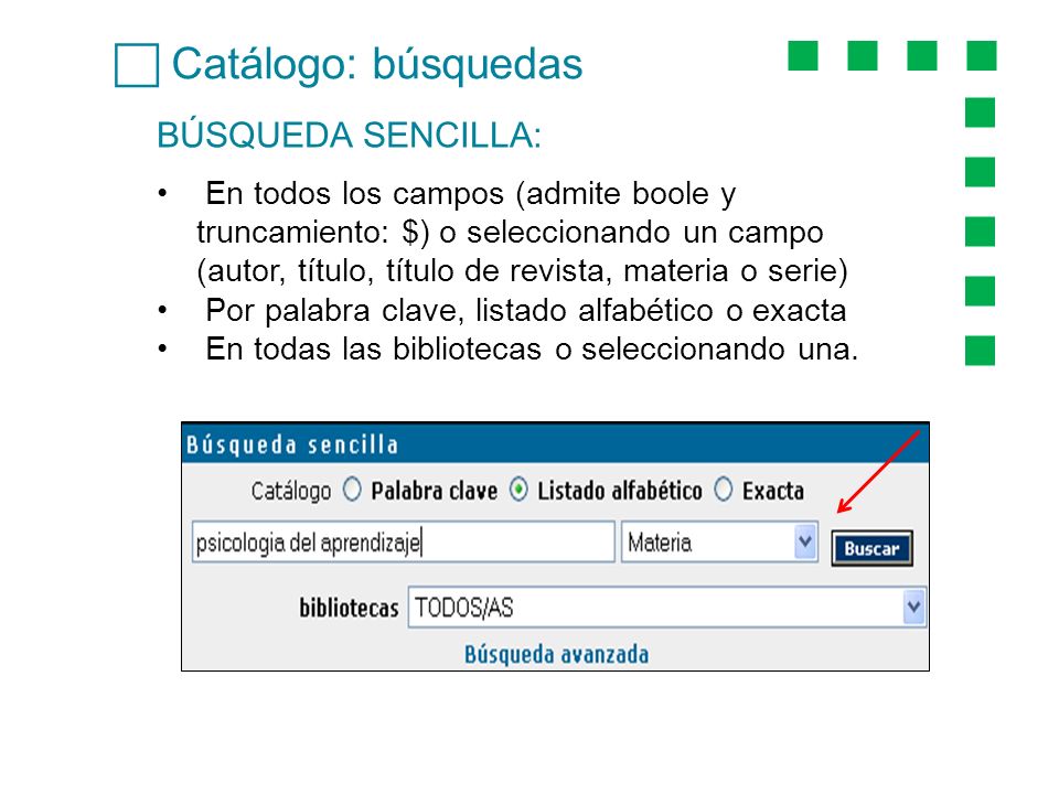Catálogo: búsquedas BÚSQUEDA SENCILLA: