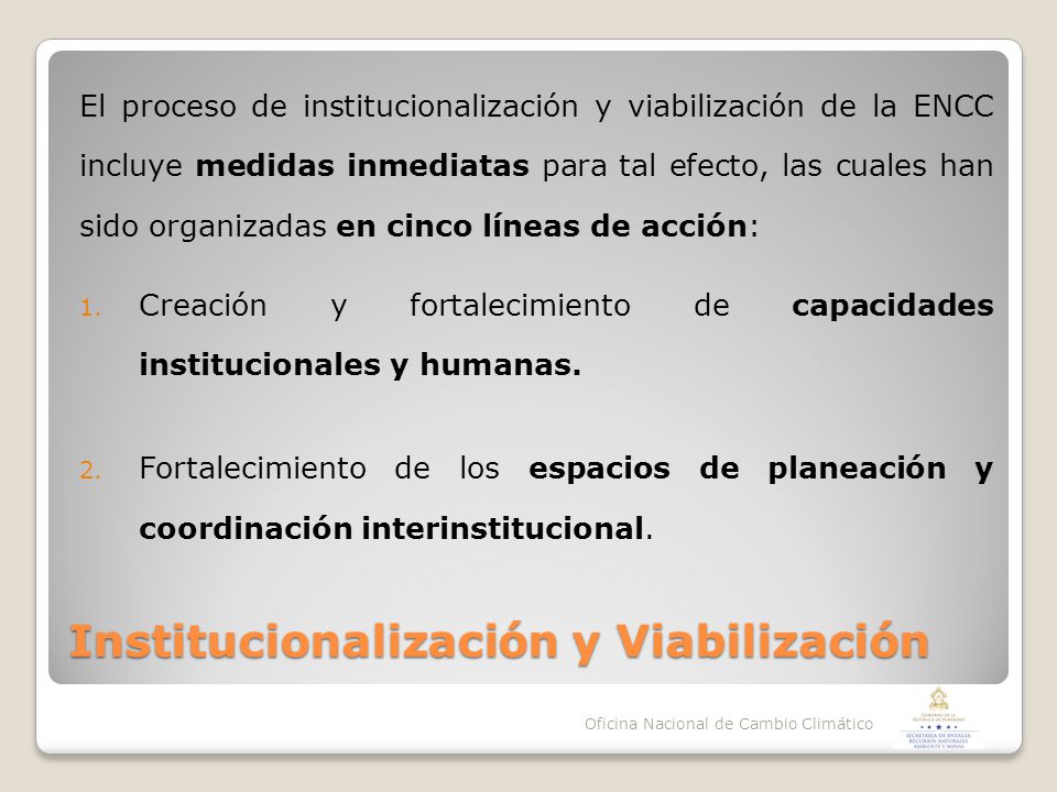 Institucionalización y Viabilización