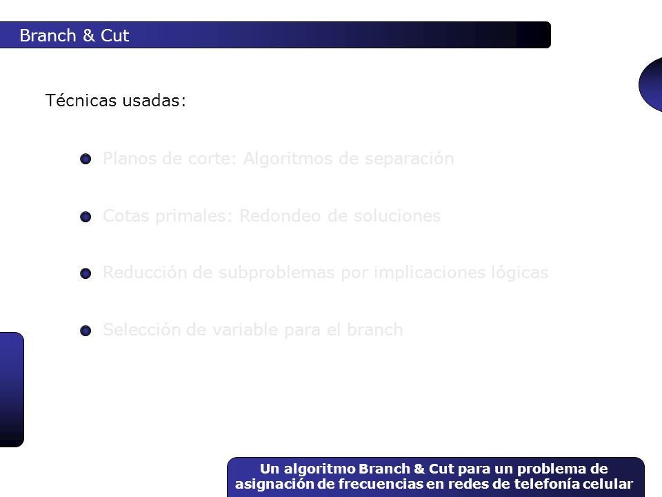 Planos de corte: Algoritmos de separación