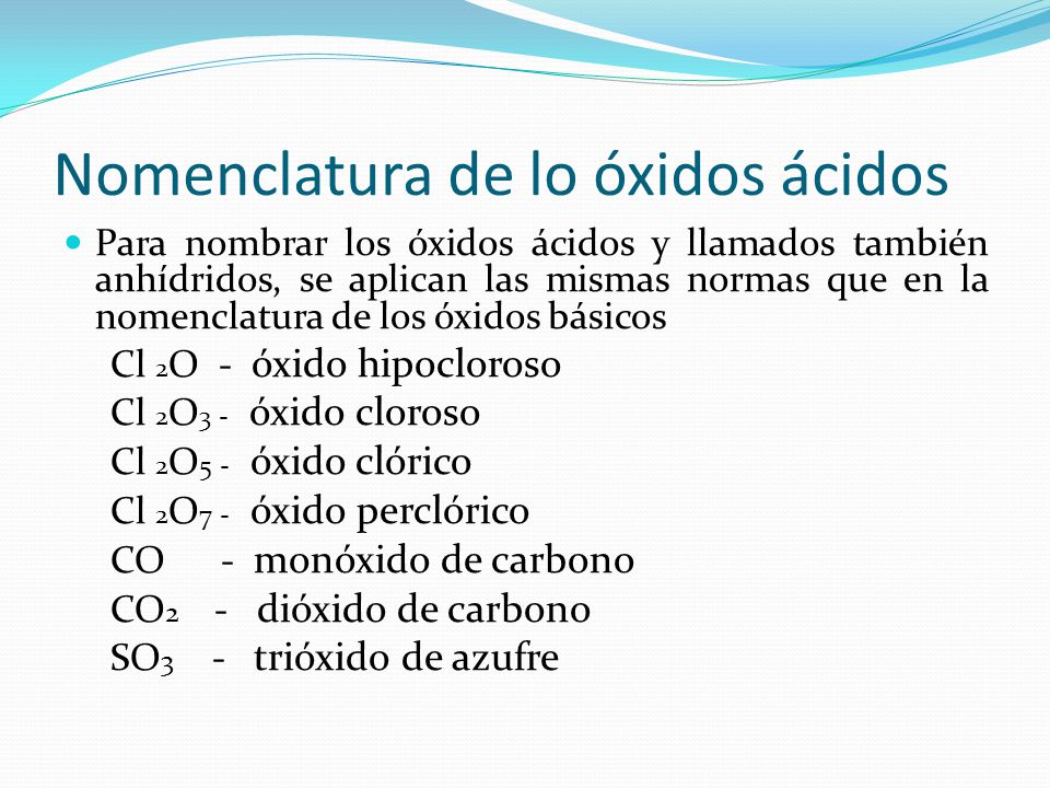 Nomenclatura de lo óxidos ácidos
