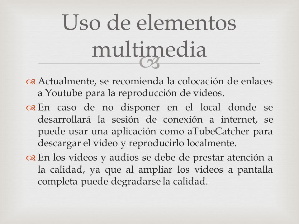 Uso de elementos multimedia