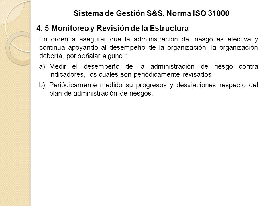 Sistema de Gestión S&S, Norma ISO 31000