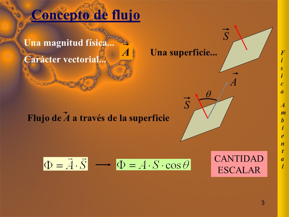Concepto de flujo S A A S Una magnitud física... Una superficie...