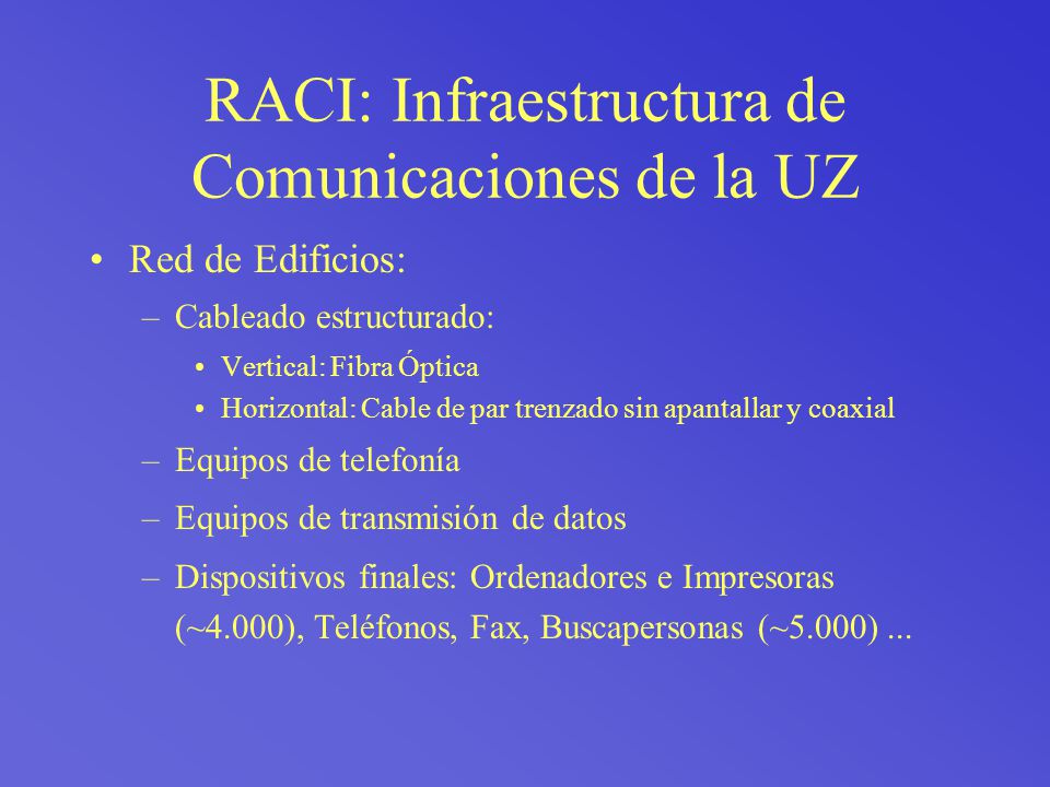 RACI: Infraestructura de Comunicaciones de la UZ