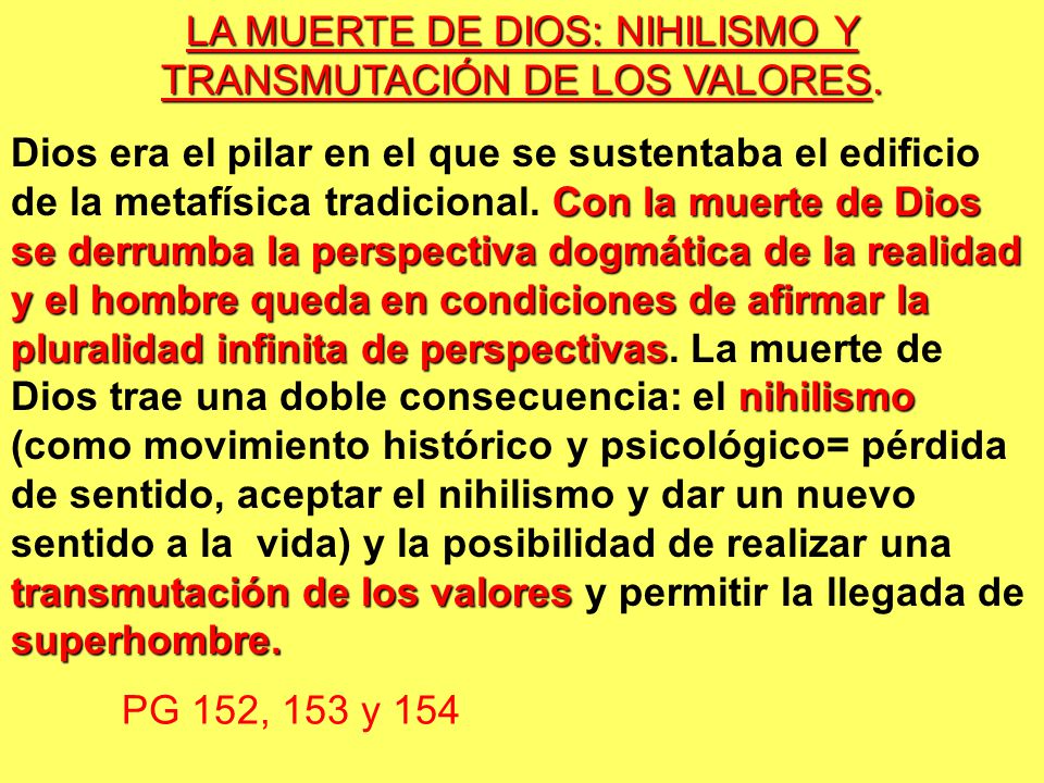 LA MUERTE DE DIOS: NIHILISMO Y TRANSMUTACIÓN DE LOS VALORES.