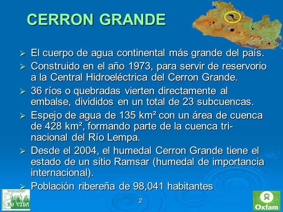 CERRON GRANDE El cuerpo de agua continental más grande del país.