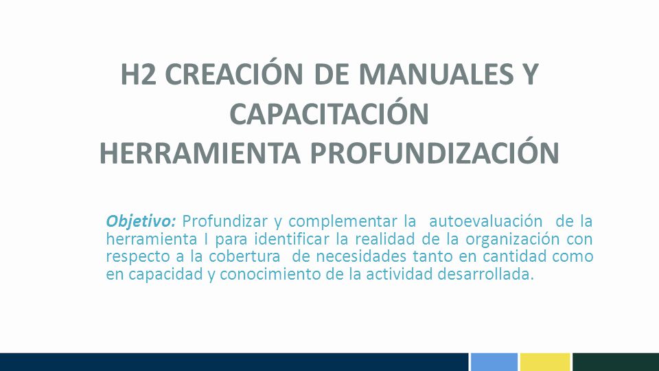 H2 CREACIÓN DE MANUALES Y CAPACITACIÓN HERRAMIENTA PROFUNDIZACIÓN