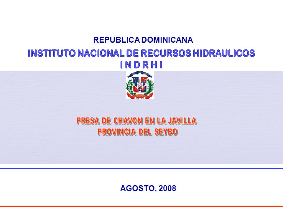 INSTITUTO NACIONAL DE RECURSOS HIDRAULICOS I N D R H I