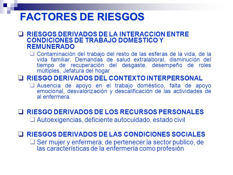 FACTORES DE RIESGOS RIESGOS DERIVADOS DE LA INTERACCION ENTRE CONDICIONES DE TRABAJO DOMESTICO Y REMUNERADO.