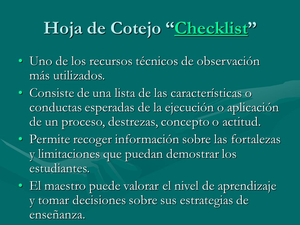 Hoja de Cotejo Checklist