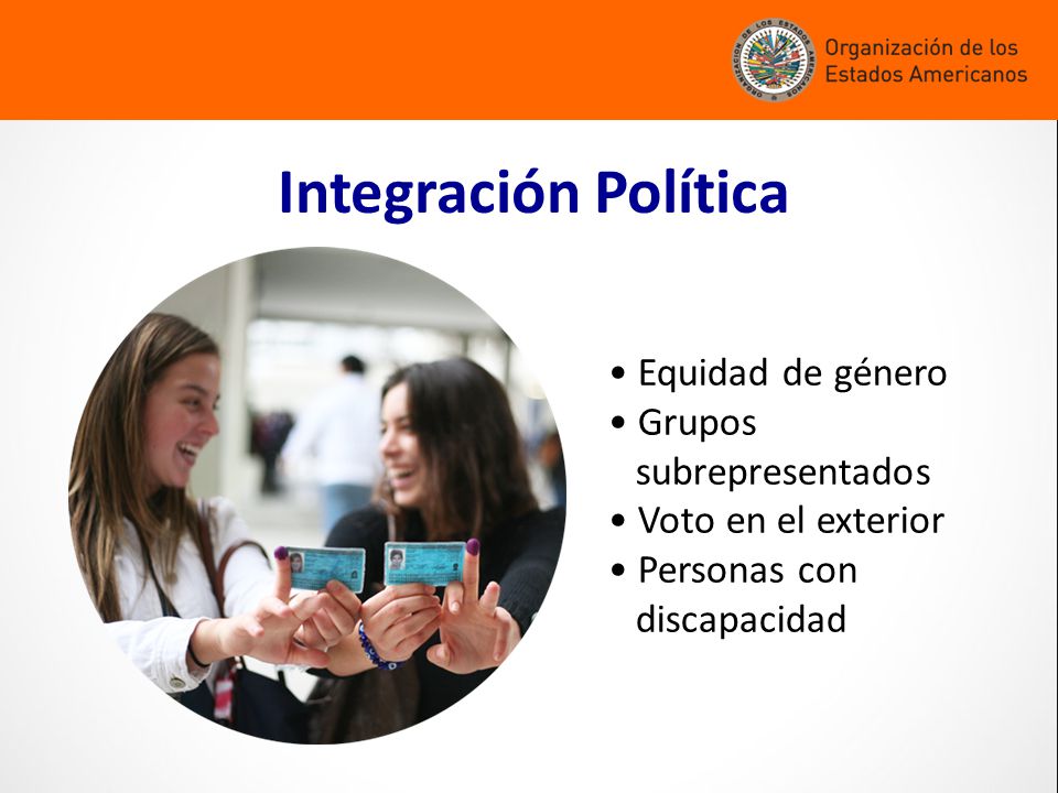Integración Política • Equidad de género • Grupos subrepresentados