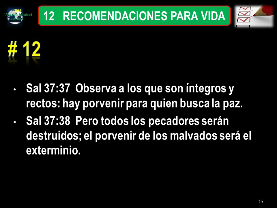 Año de la Intimidad con Dios 12 RECOMENDACIONES PARA VIDA