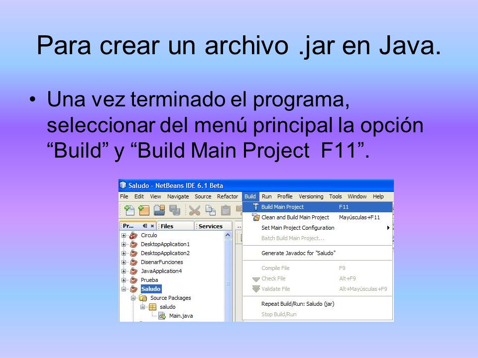 Para crear un archivo .jar en Java.