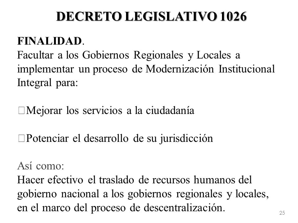 Decreto Legislativo 1026 Finalidad.