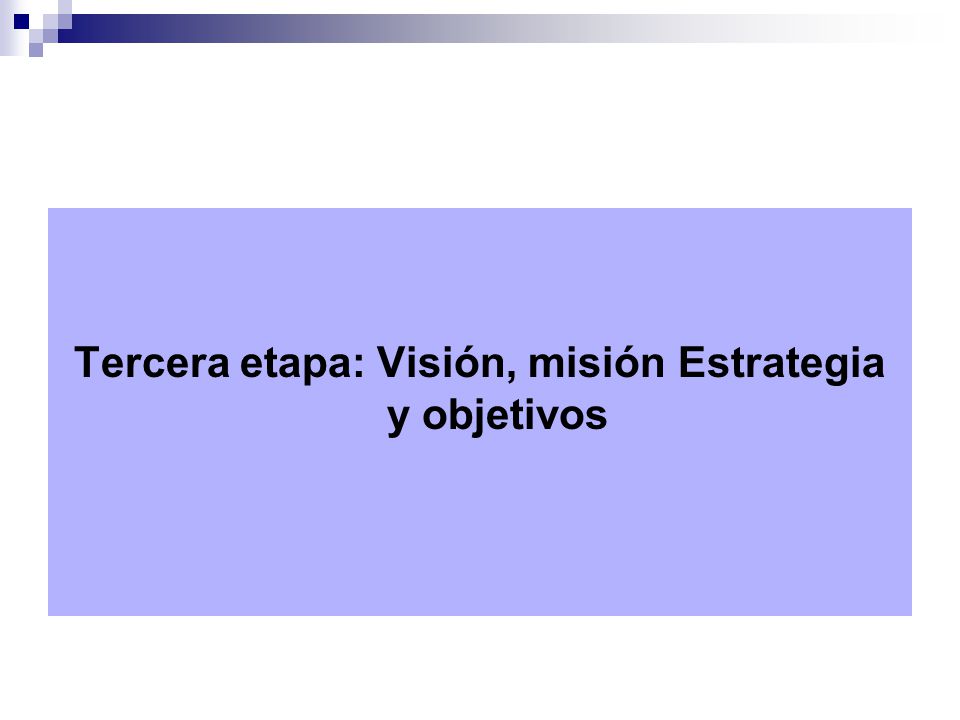Tercera etapa: Visión, misión Estrategia y objetivos