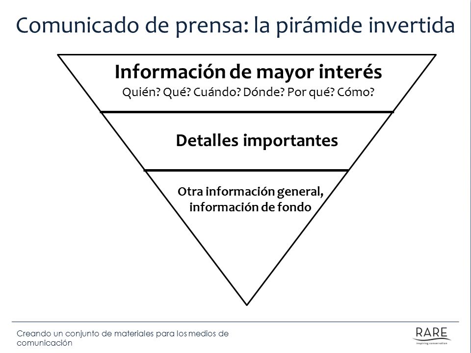 Comunicado de prensa: la pirámide invertida