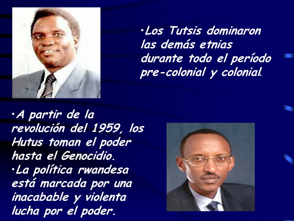 Los Tutsis dominaron las demás etnias durante todo el período pre-colonial y colonial.
