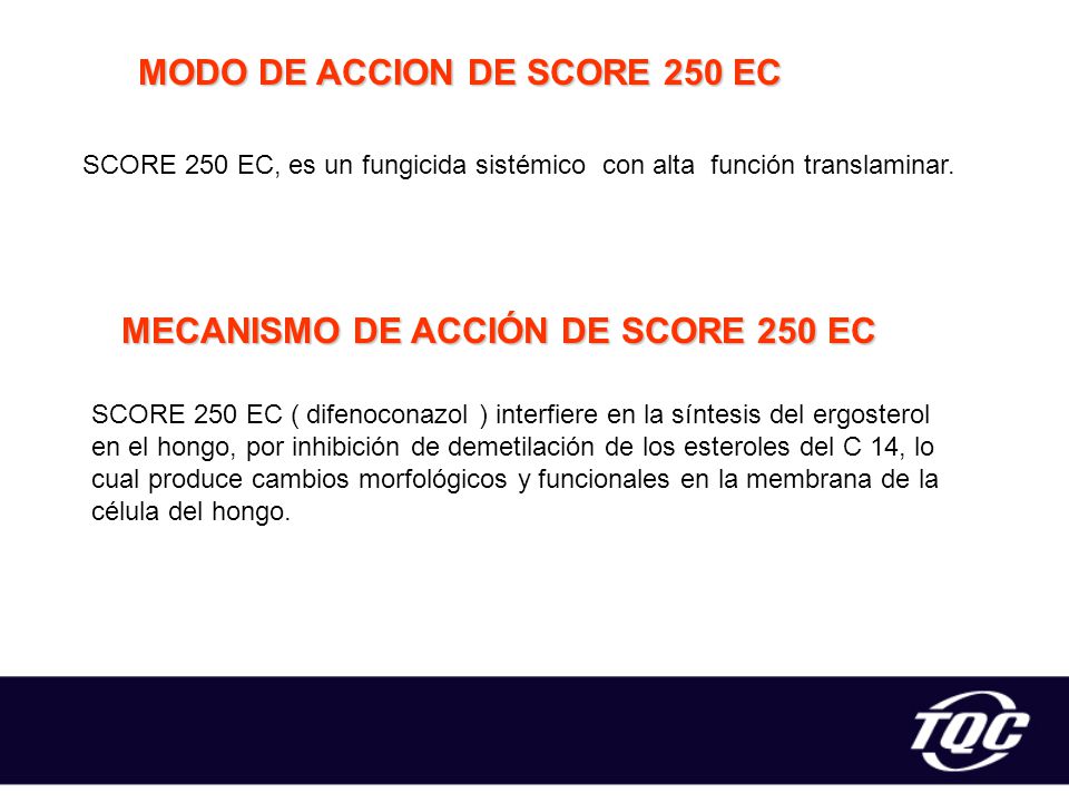MODO DE ACCION DE SCORE 250 EC MECANISMO DE ACCIÓN DE SCORE 250 EC