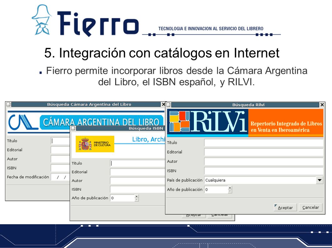 5. Integración con catálogos en Internet