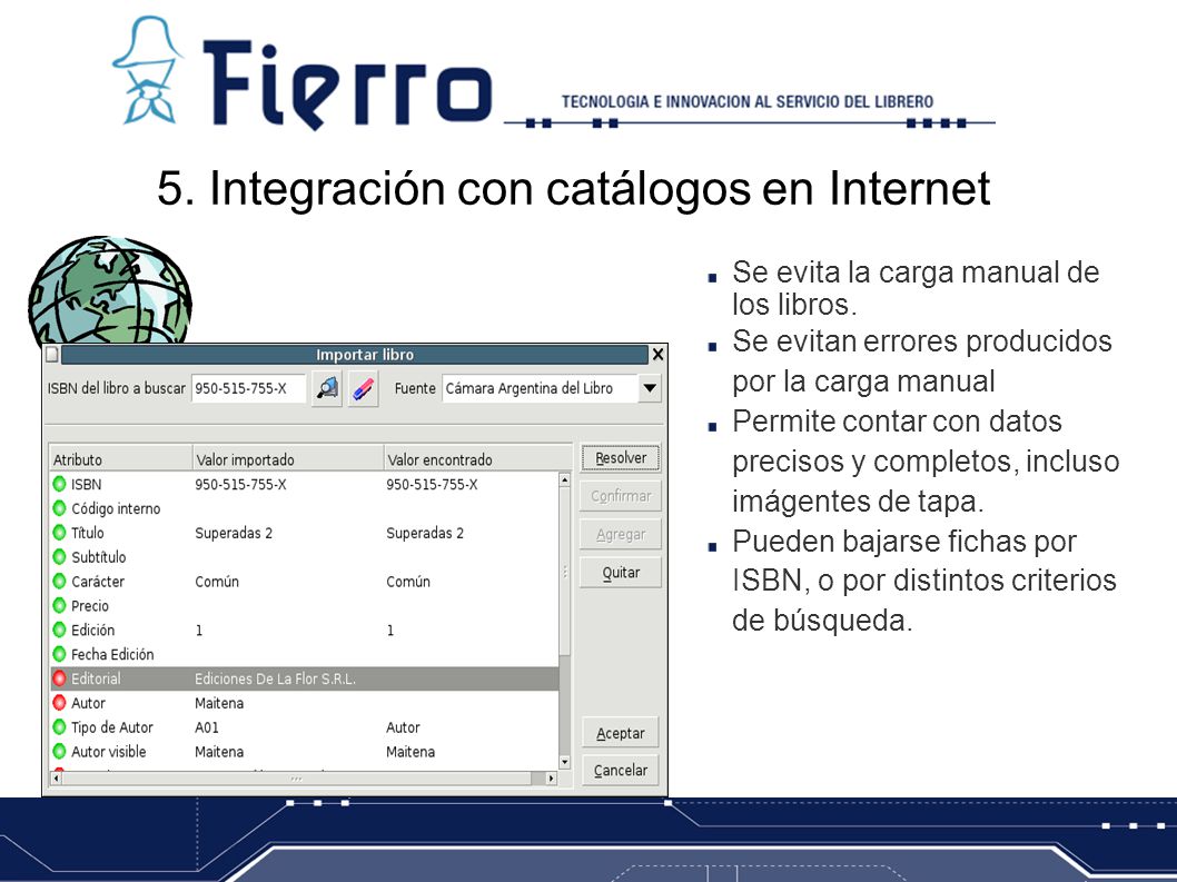 5. Integración con catálogos en Internet