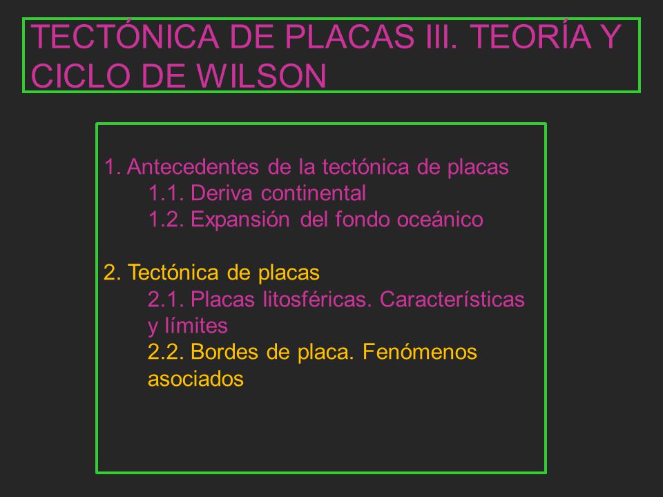 TECTÓNICA DE PLACAS III. TEORÍA Y CICLO DE WILSON