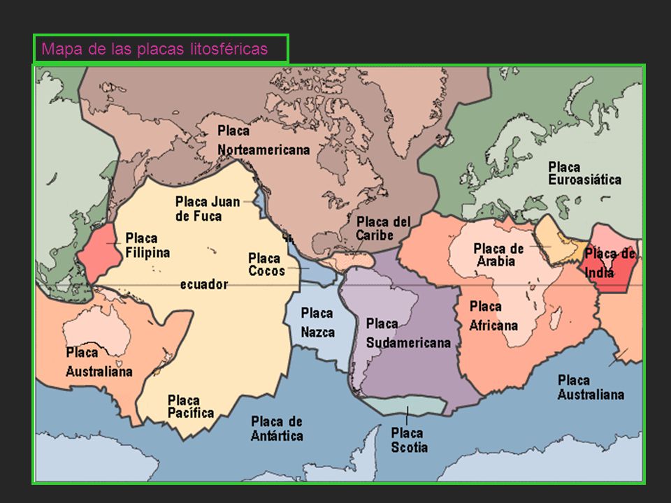 Mapa de las placas litosféricas