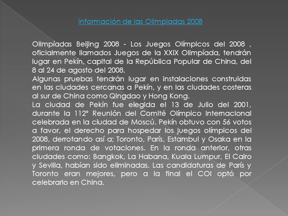 Información de las Olimpiadas 2008