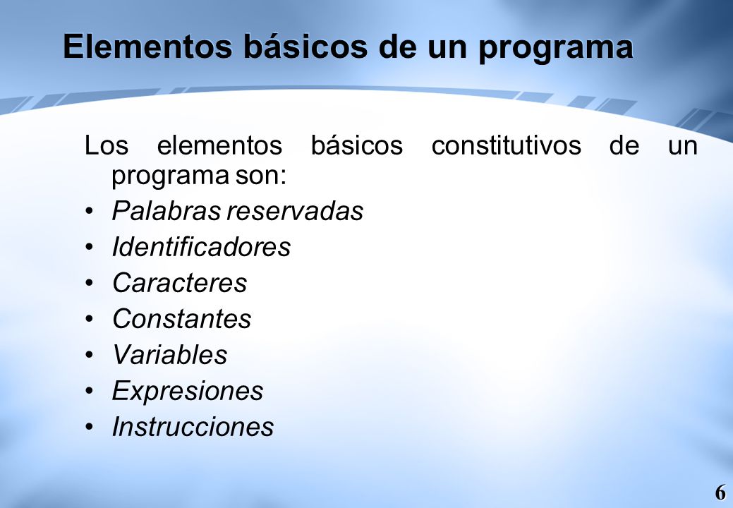 Elementos básicos de un programa