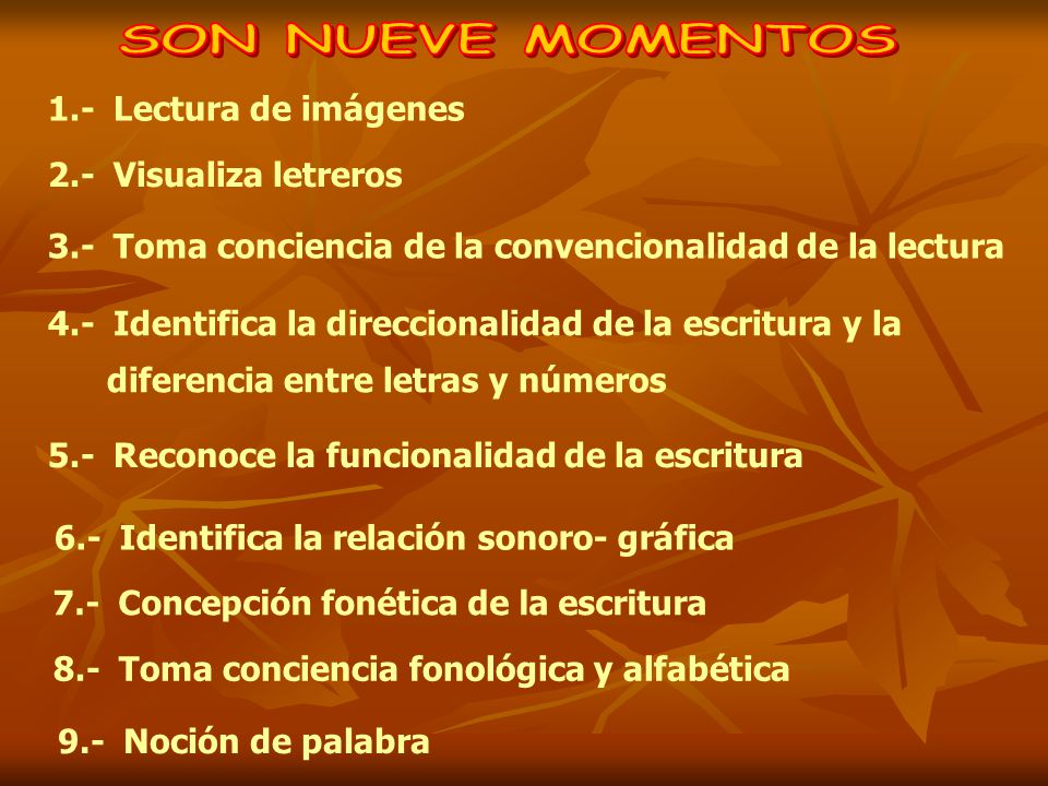 SON NUEVE MOMENTOS 1.- Lectura de imágenes 2.- Visualiza letreros