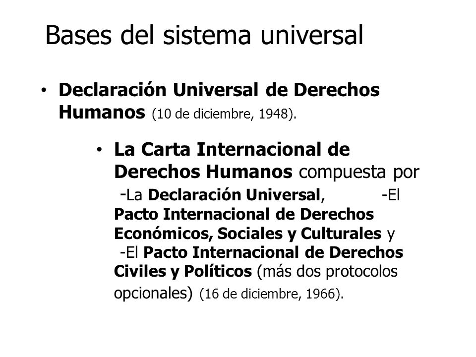 Bases del sistema universal