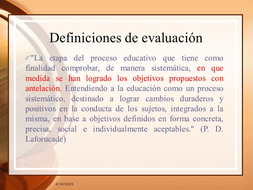 Definiciones de evaluación