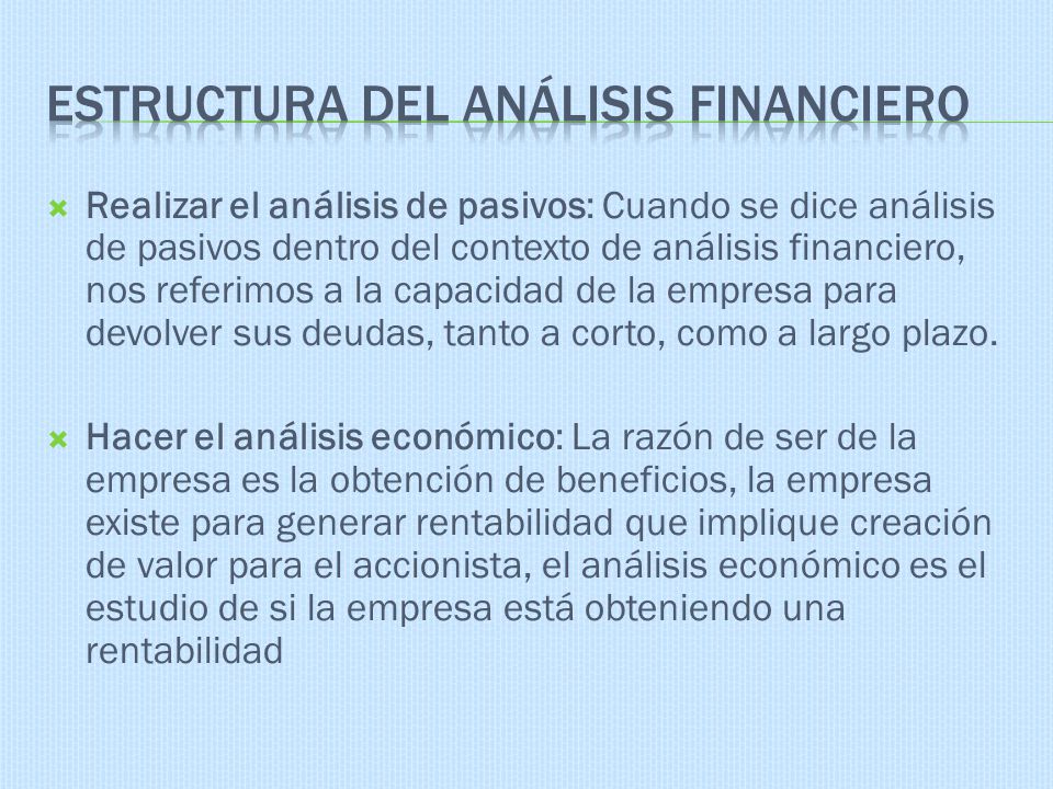 ESTRUCTURA DEL ANÁLISIS FINANCIERO
