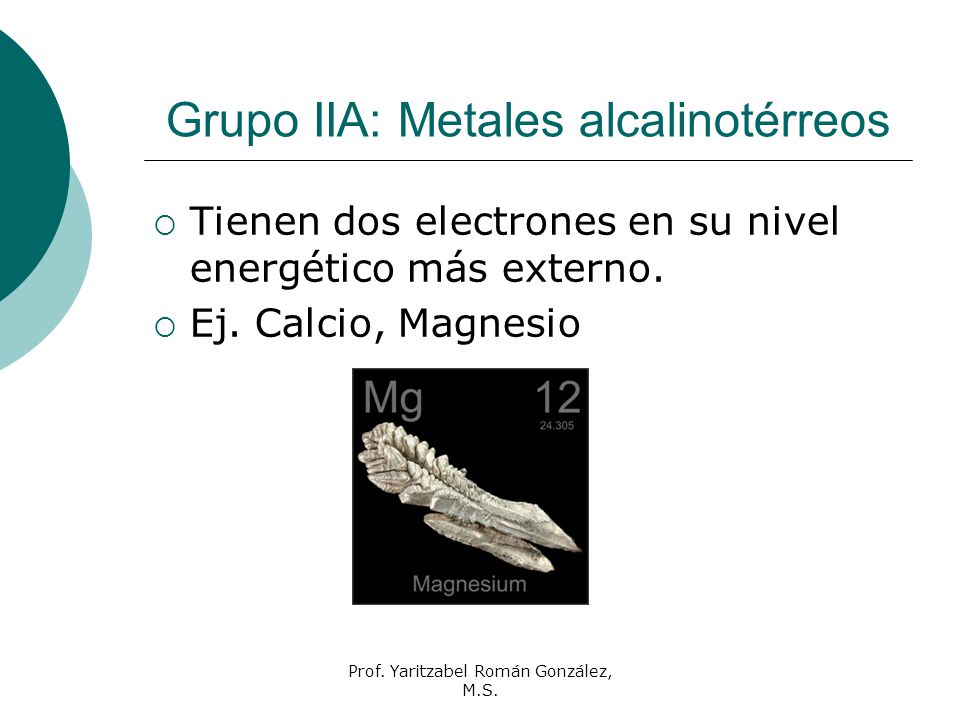 Grupo IIA: Metales alcalinotérreos