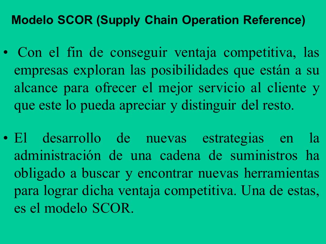 Modelo SCOR (Supply Chain Operation Reference)