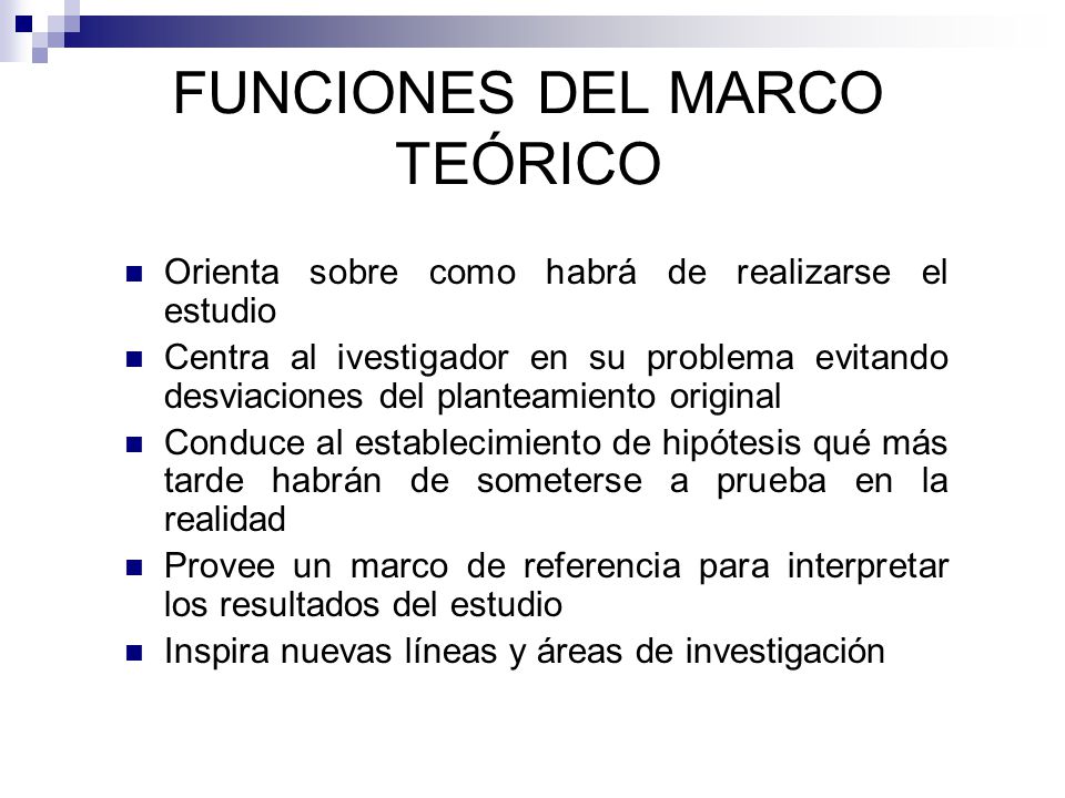 FUNCIONES DEL MARCO TEÓRICO