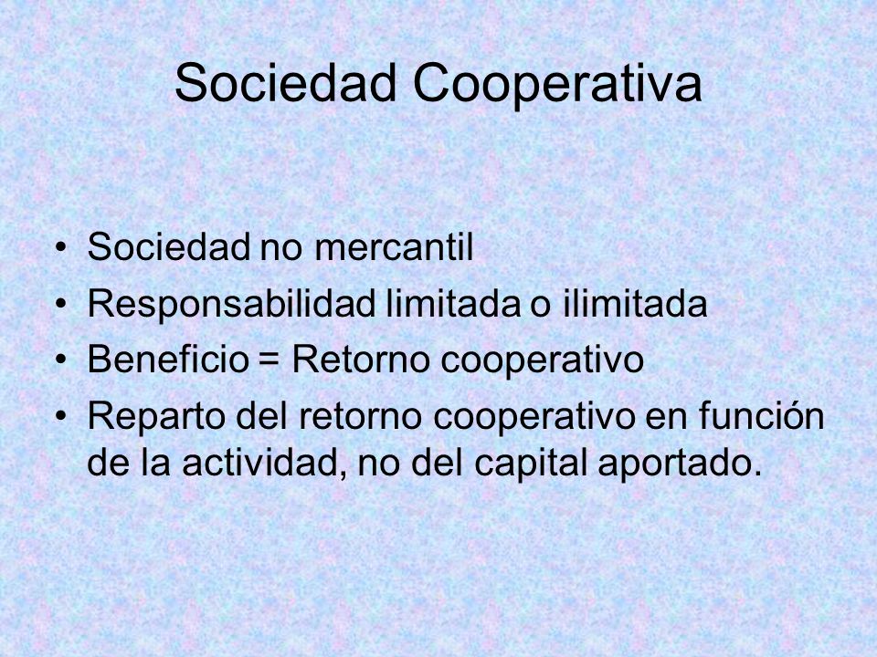 Sociedad Cooperativa Sociedad no mercantil