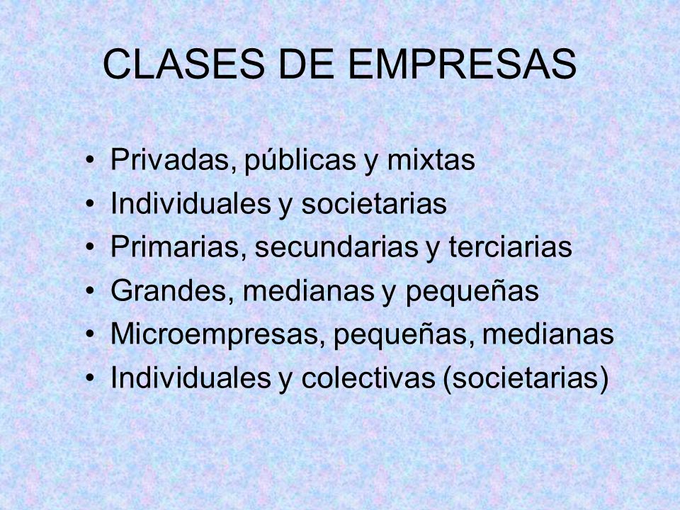 CLASES DE EMPRESAS Privadas, públicas y mixtas