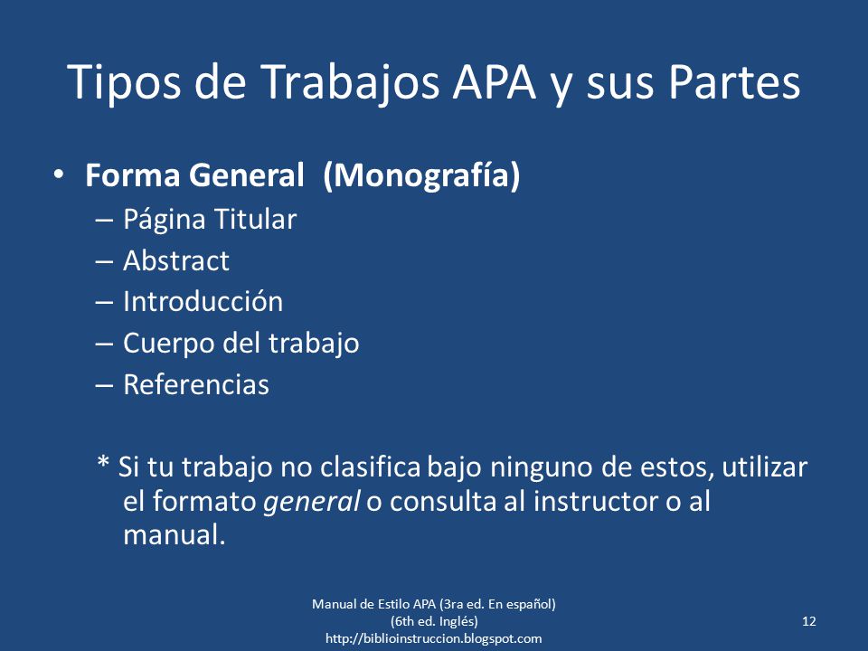 Tipos de Trabajos APA y sus Partes