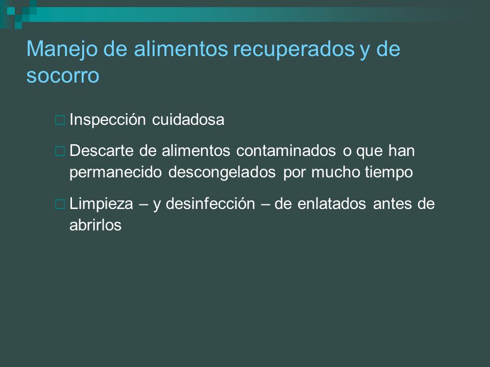 Manejo de alimentos recuperados y de socorro