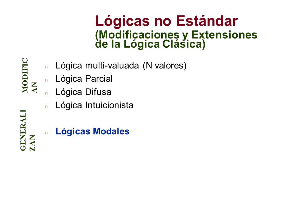 Lógicas no Estándar (Modificaciones y Extensiones de la Lógica Clásica)