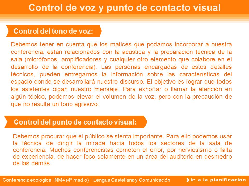 Control de voz y punto de contacto visual