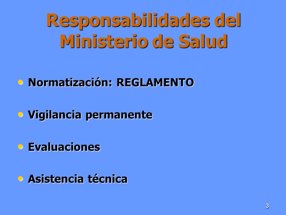 Responsabilidades del Ministerio de Salud
