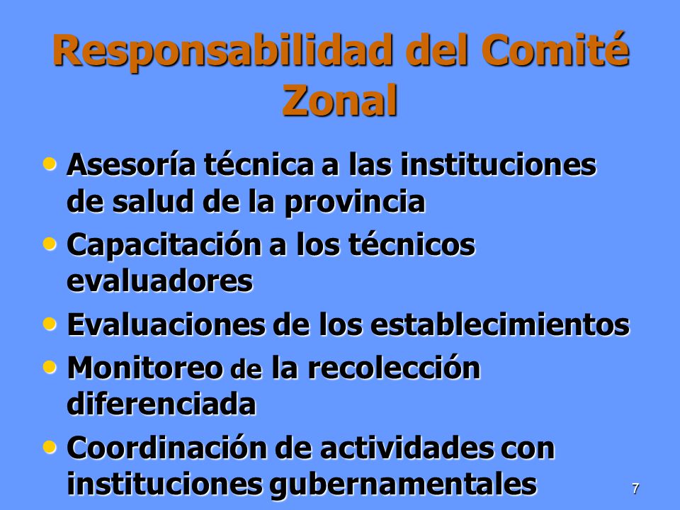 Responsabilidad del Comité Zonal