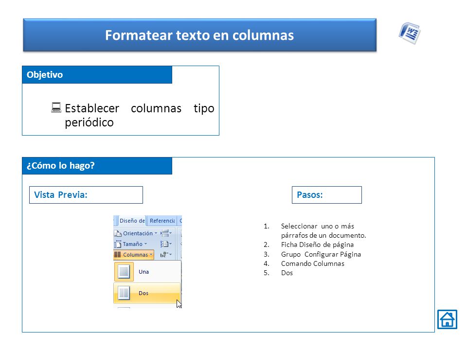 Formatear texto en columnas