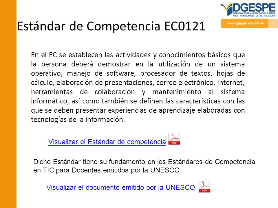 Estándar de Competencia EC0121