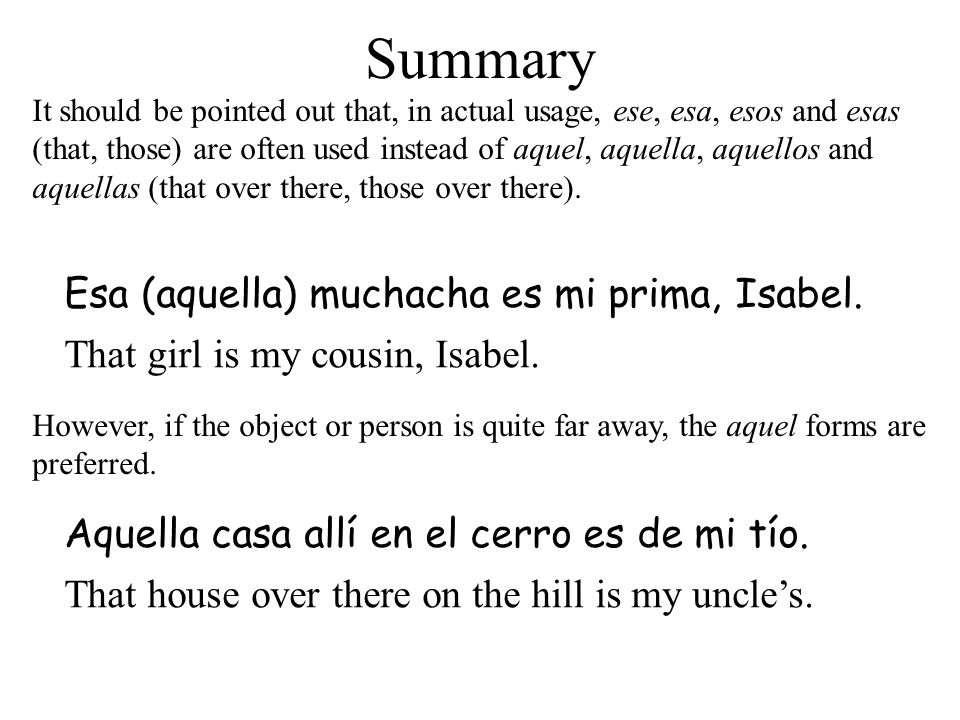 Summary Esa (aquella) muchacha es mi prima, Isabel.