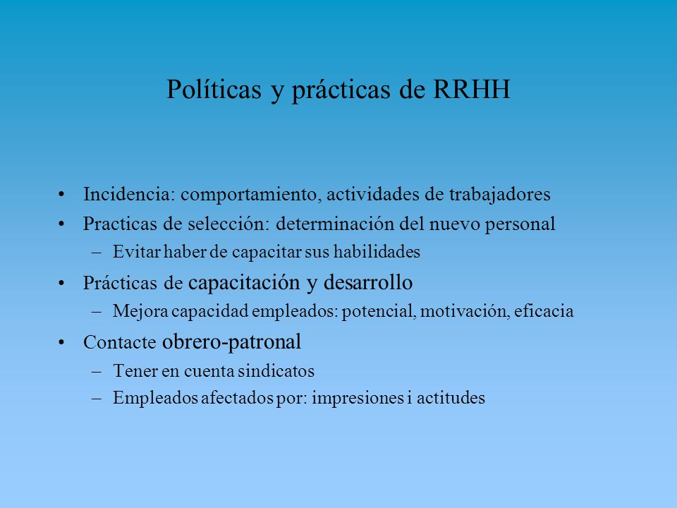 Políticas y prácticas de RRHH