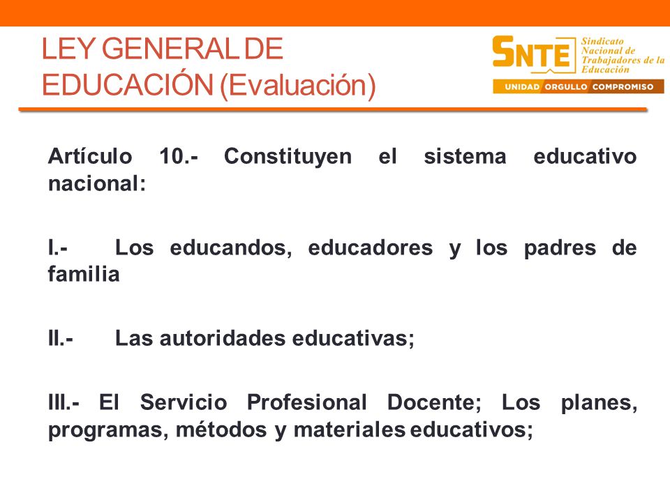 LEY GENERAL DE EDUCACIÓN (Evaluación)