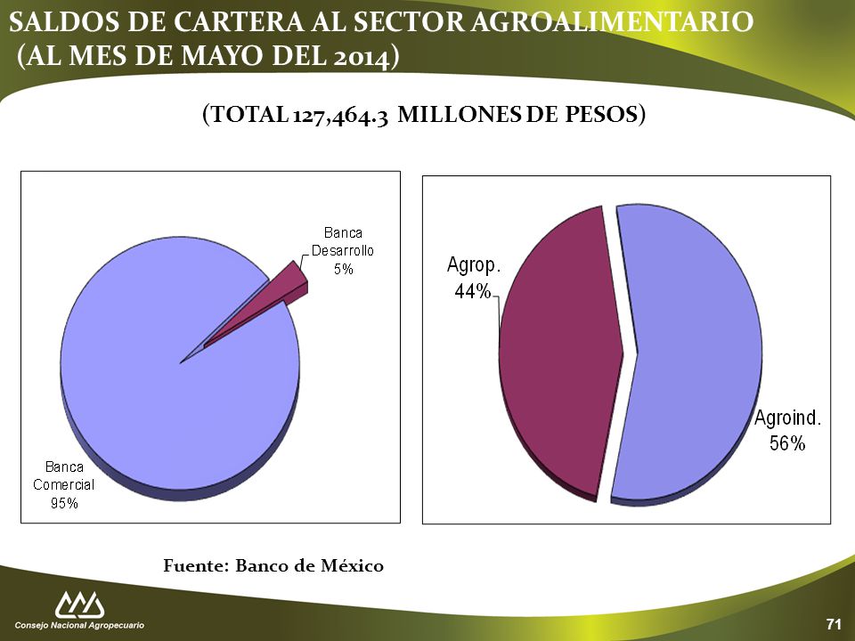 SALDOS DE CARTERA AL SECTOR AGROALIMENTARIO (AL MES DE MAYO DEL 2014)