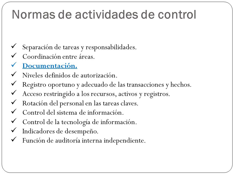 Normas de actividades de control